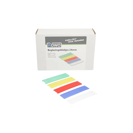 Kowo beglazingsblokjes assorti 26mm x 3-4-5 + keg 5/1mm, ideaal voor het ondersteunen van glas!